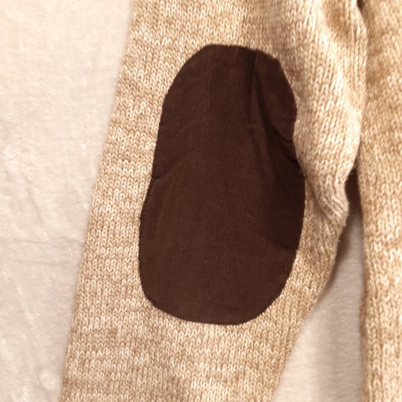 Chaps Mens Classic Fit Twist/Mock Sweater- XL-Brown/Oak Twist w/ elbow patches - Picture 7 of 12